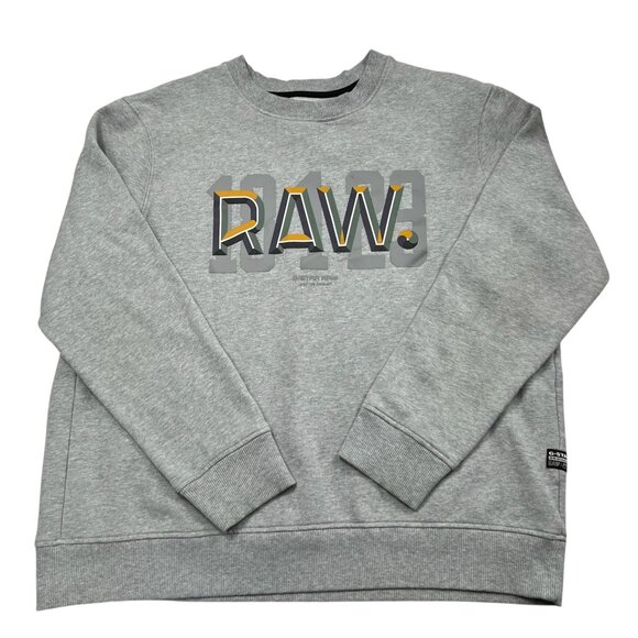 G-Star Raw Men's Large Graphic Fleece Lined Crewneck Sweatshirt Grey Size XXL - Picture 1 of 8